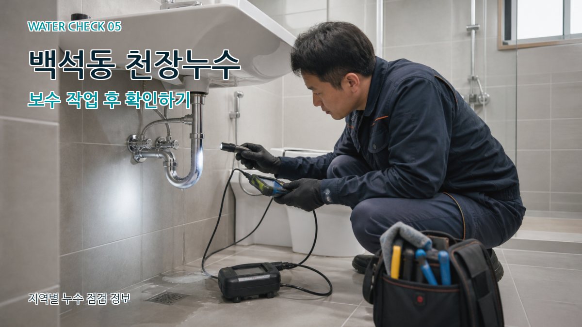 백석동 천장누수 보수 작업 후 확인하기